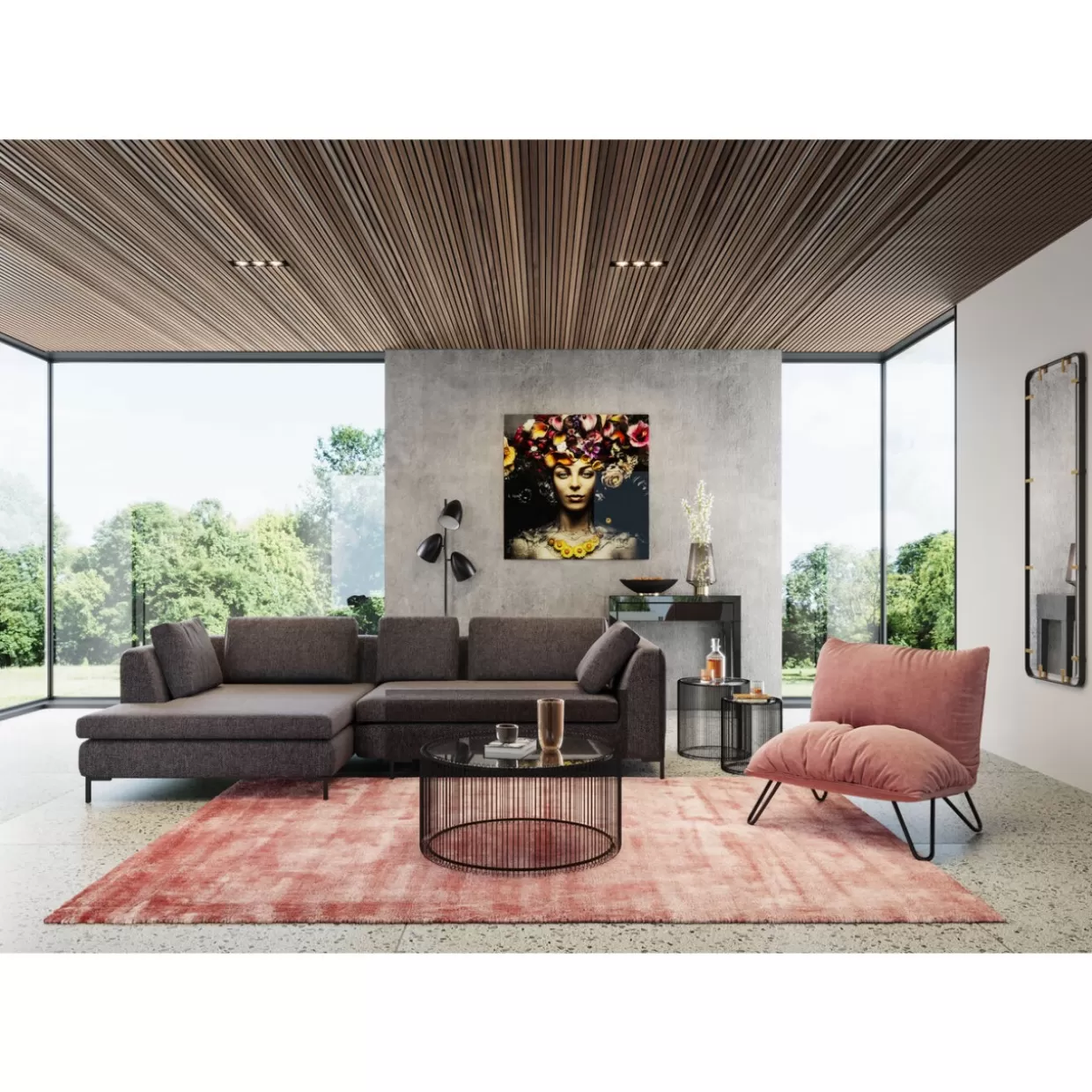 Divano Angolare Gianni in Tessuto Grigio Chiaro - Design Accogliente KARE per Soggiorno Moderno