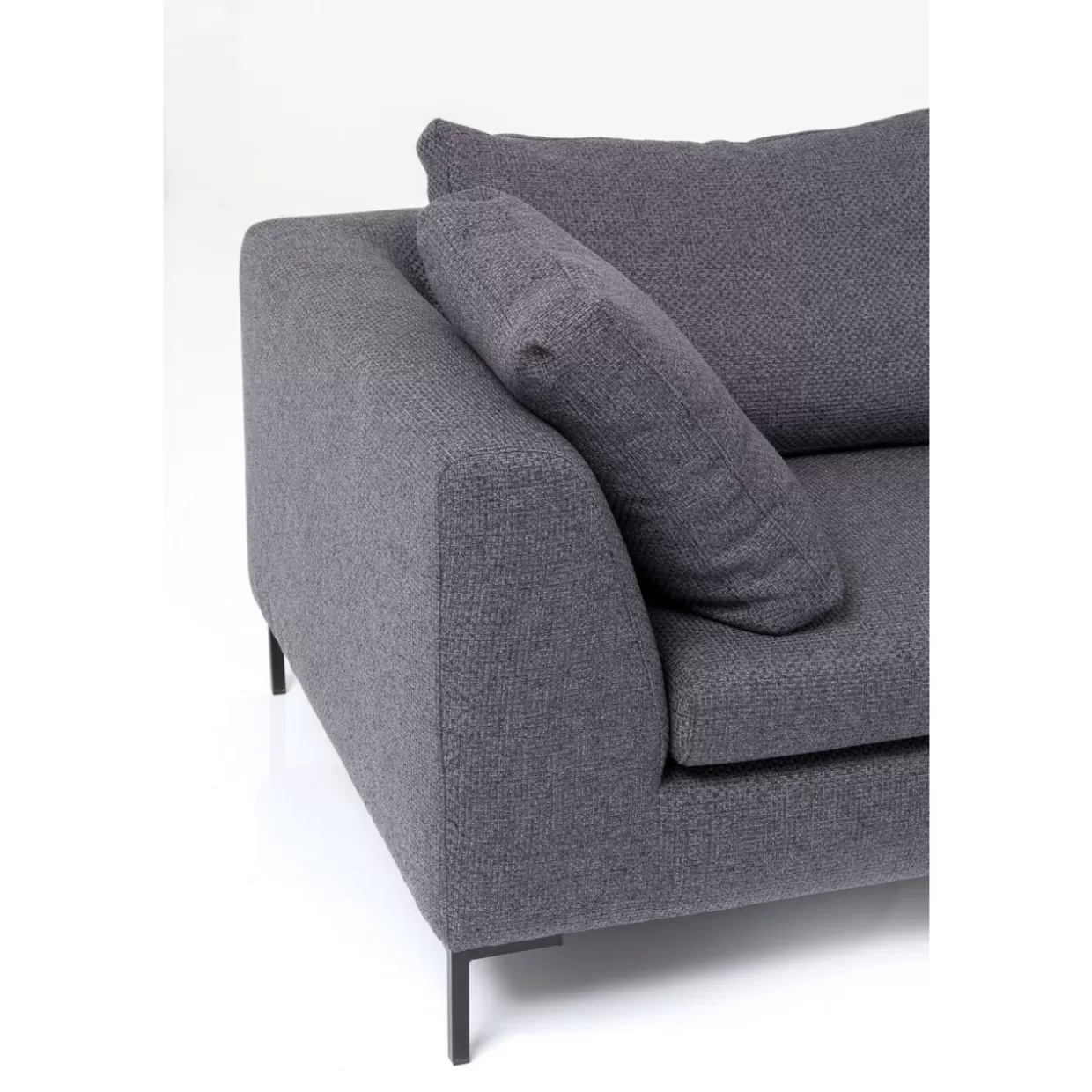 Divano Angolare Gianni Dolce di KARE Design - Lussuoso Tessuto Grigio Antracite con Bracciolo Destro