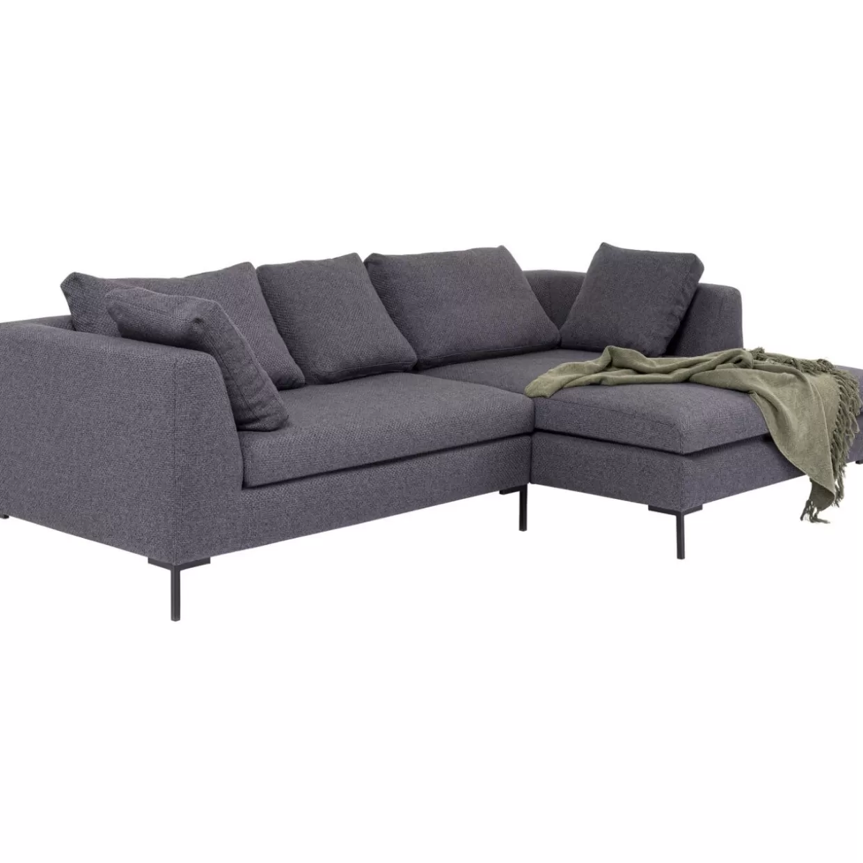 Divano Angolare Gianni Dolce di KARE Design - Lussuoso Tessuto Grigio Antracite con Bracciolo Destro