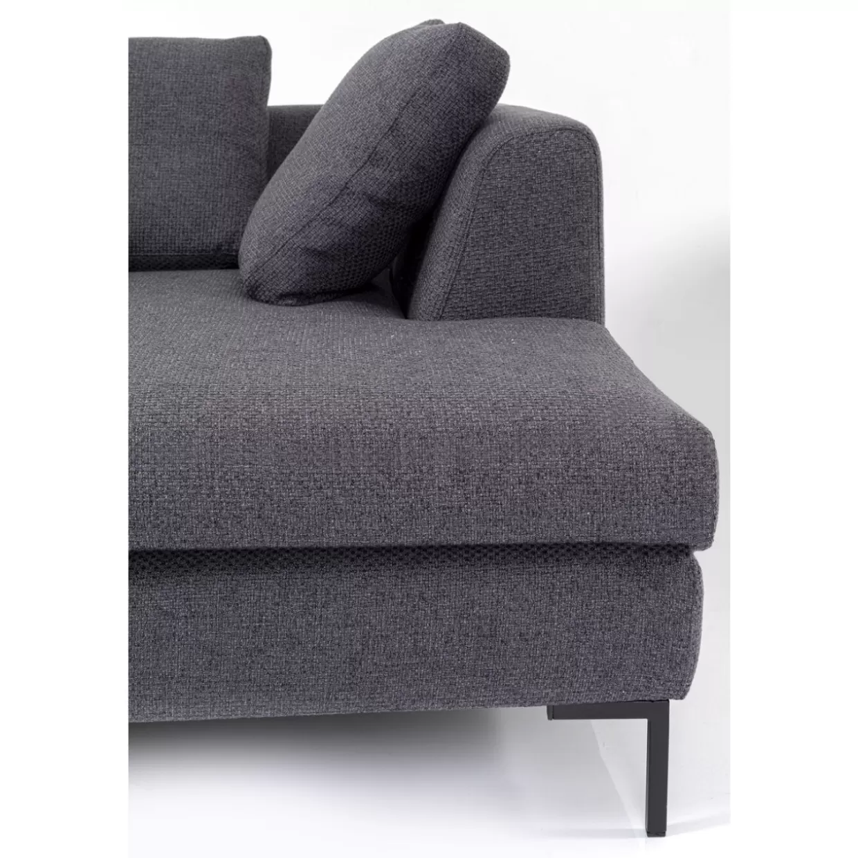 Divano Angolare Gianni Dolce di KARE Design - Lussuoso Tessuto Grigio Antracite con Bracciolo Destro