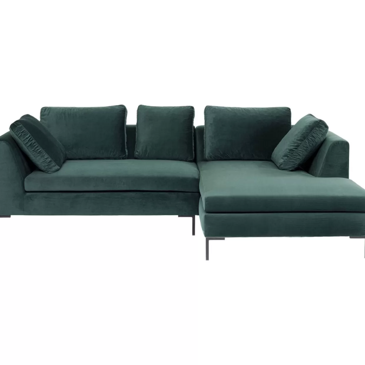 Divano Angolare Gianni Compatto in Velluto Verde Foresta - Design Esclusivo con Orientamento Destro by KARE