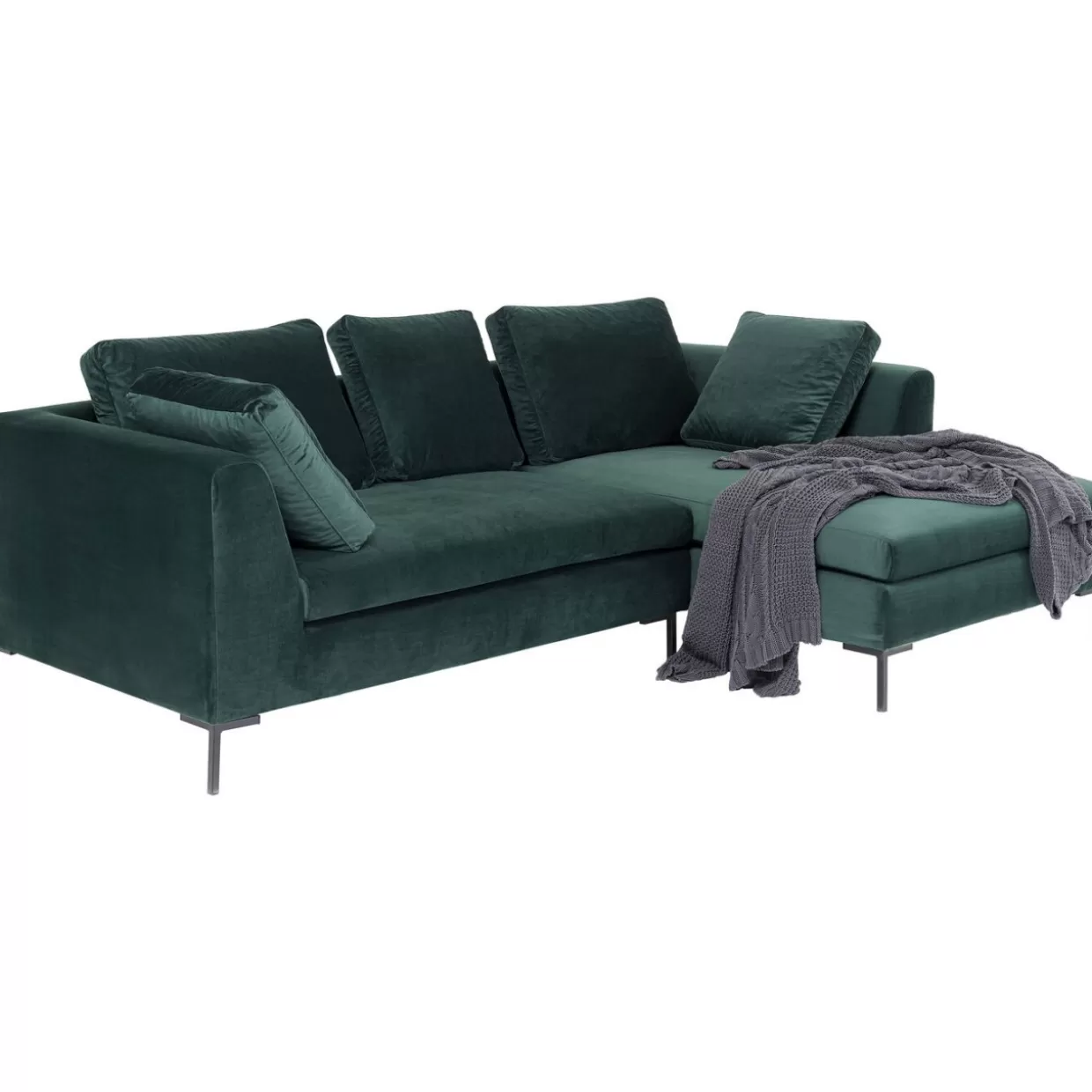 Divano Angolare Gianni Compatto in Velluto Verde Foresta - Design Esclusivo con Orientamento Destro by KARE