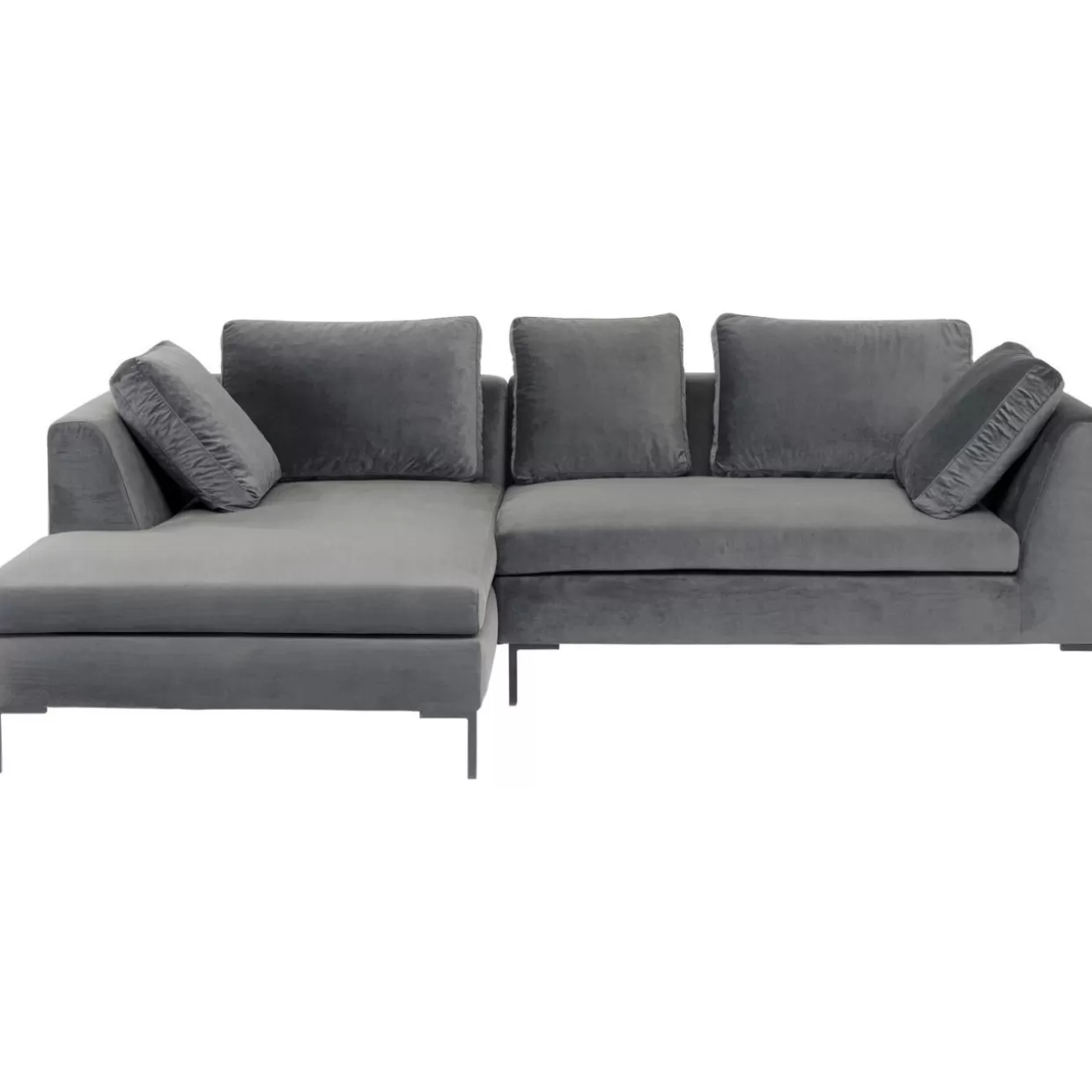 Divano Angolare Gianni Compact in Velluto Grigio Antracite - Design Modulabile Sinistro per Soggiorno Moderno by KARE