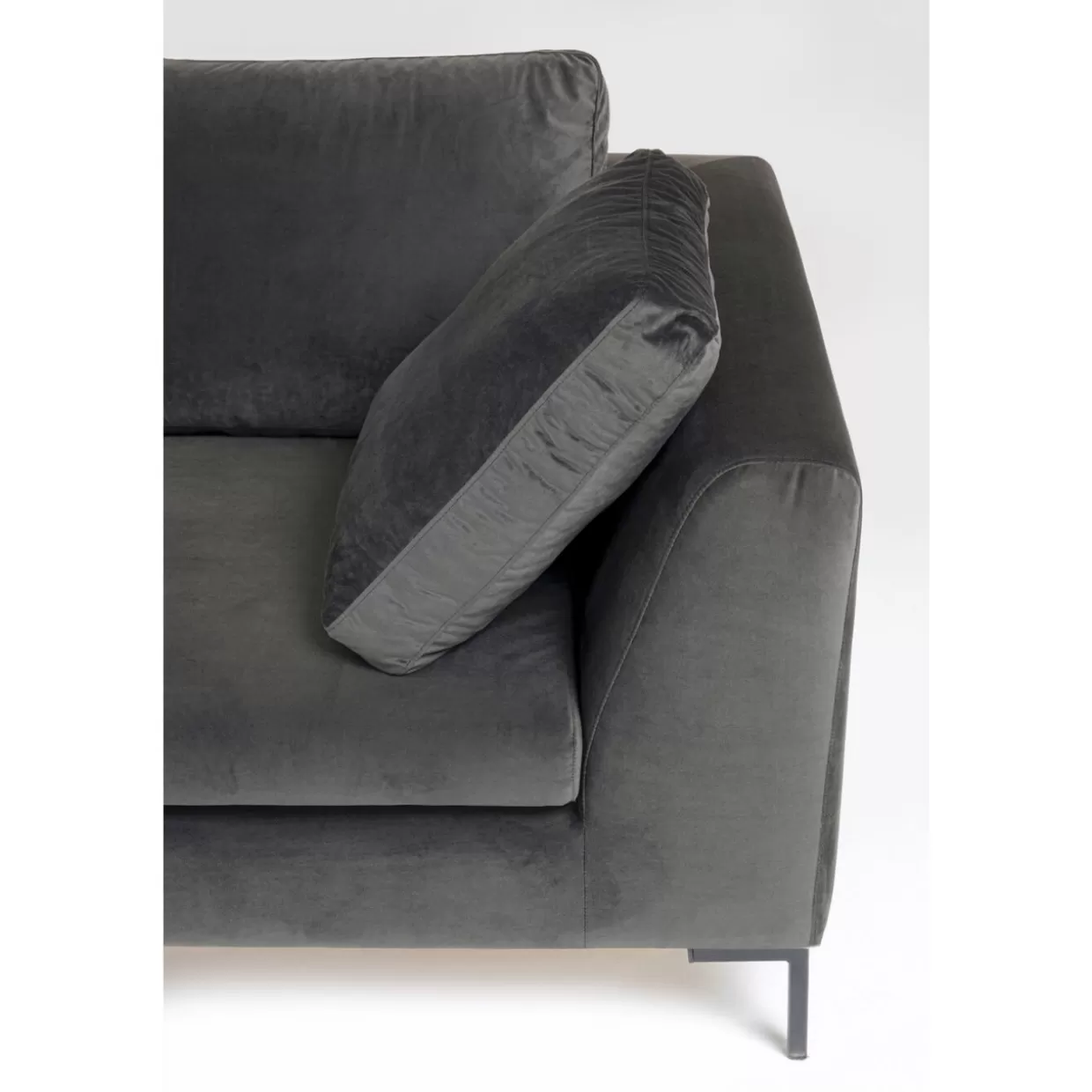Divano Angolare Gianni Compact in Velluto Grigio Antracite - Design Modulabile Sinistro per Soggiorno Moderno by KARE