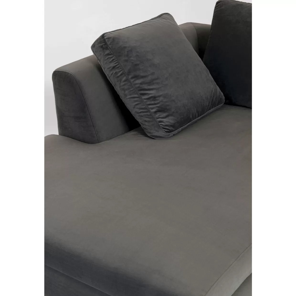 Divano Angolare Gianni Compact in Velluto Grigio Antracite - Design Modulabile Sinistro per Soggiorno Moderno by KARE