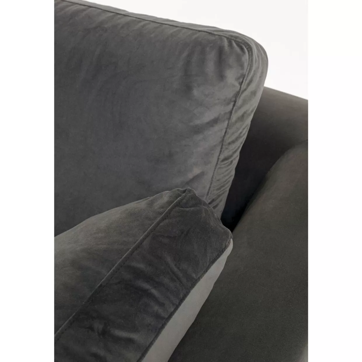 Divano Angolare Gianni Compact in Velluto Grigio Antracite - Design Modulabile Sinistro per Soggiorno Moderno by KARE