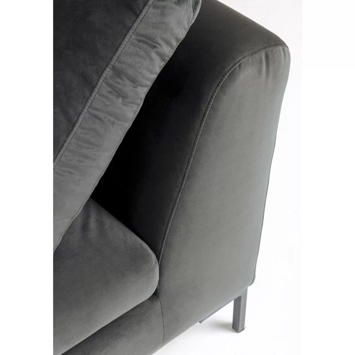 Divano Angolare Gianni Compact in Velluto Grigio Antracite - Design Modulabile Sinistro per Soggiorno Moderno by KARE