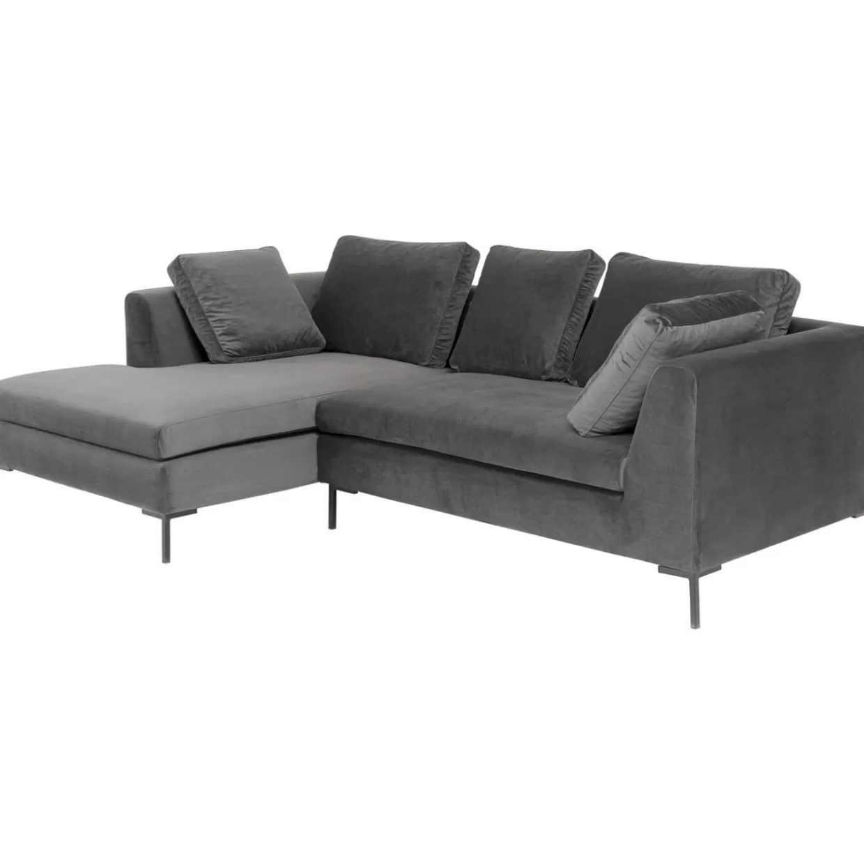 Divano Angolare Gianni Compact in Velluto Grigio Antracite - Design Modulabile Sinistro per Soggiorno Moderno by KARE