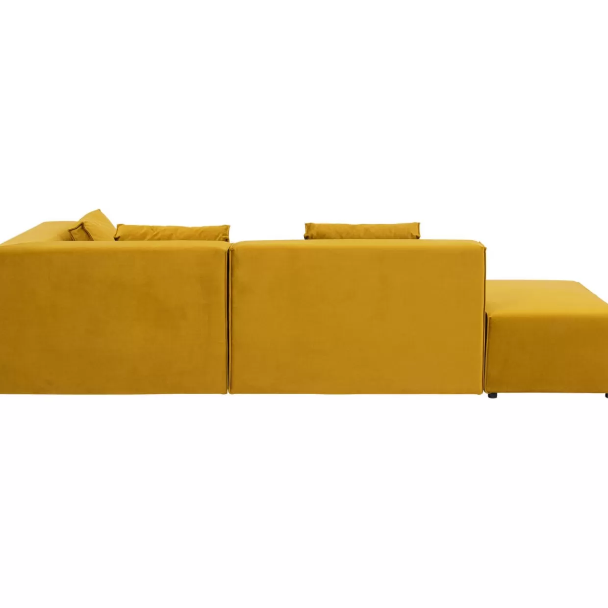 Divano Angolare Modulabile KARE con Pouf Infinity - Design Avanguardistico in Tonalità Ambra, Configurabile Lato Destro con Rivestimento in Tessuto Pregiato