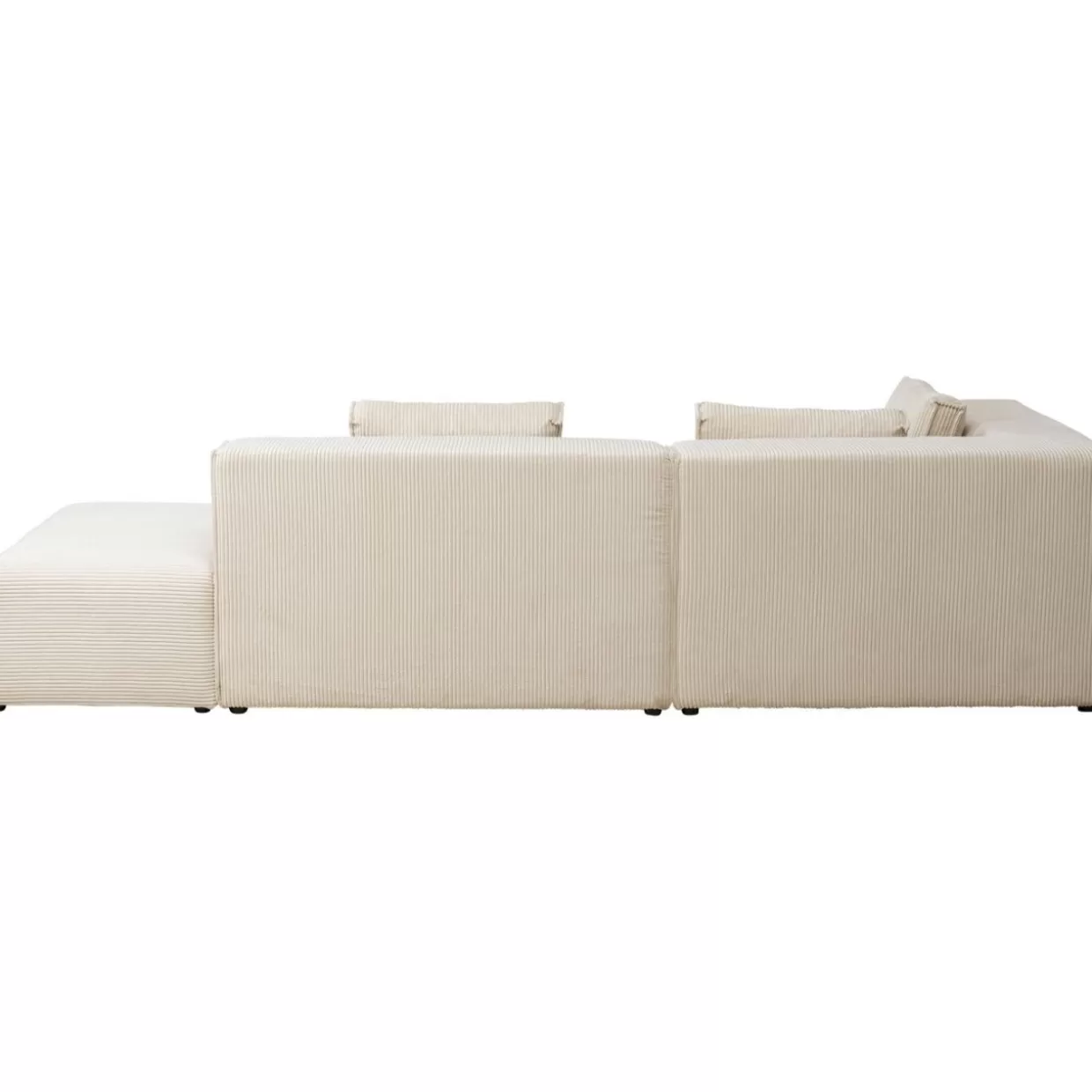 Divano Angolare con Pouf Infinity in Velluto Cord - Design KARE, Cremisi Sinistra 

(：，