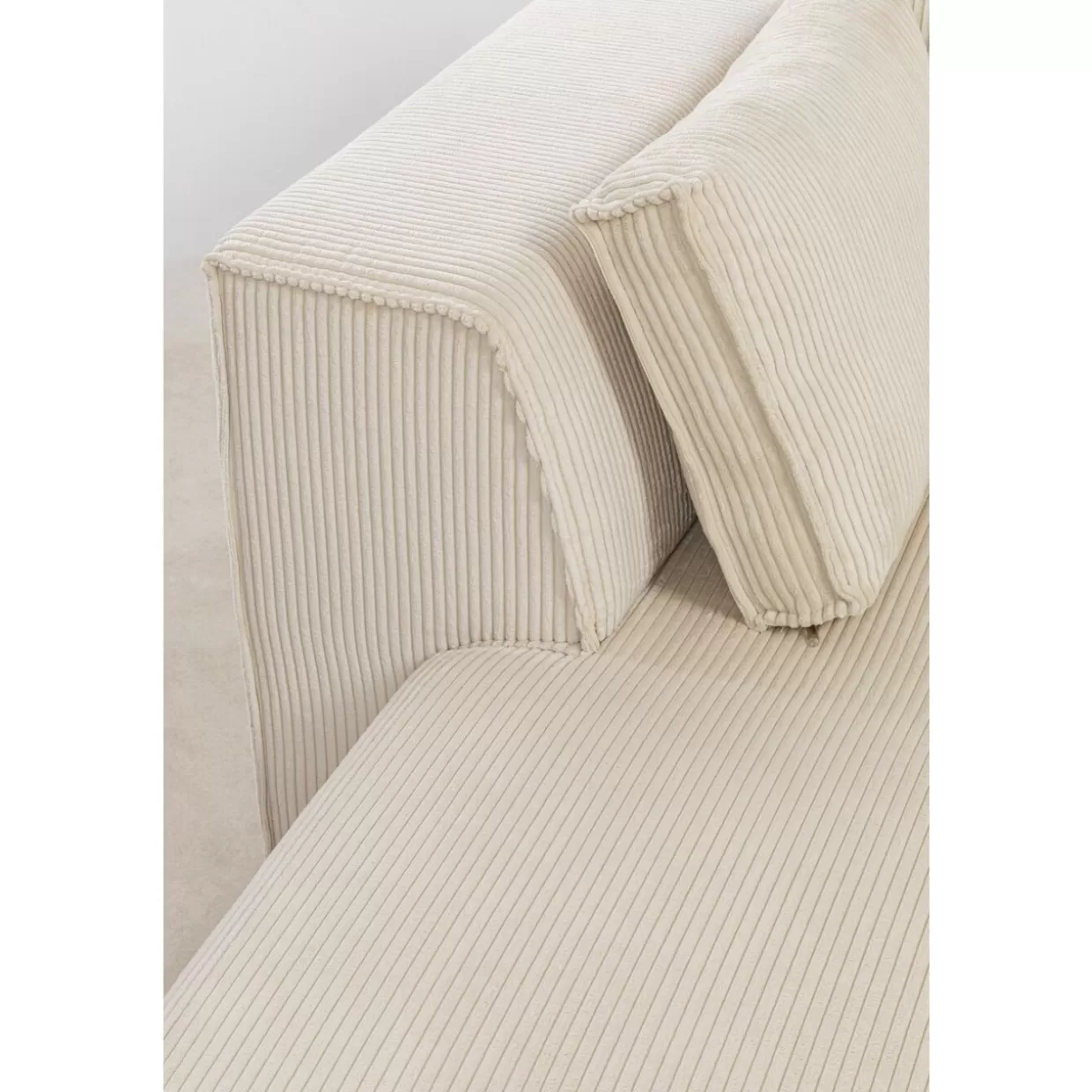 Divano Angolare con Pouf Infinity in Velluto Cord - Design KARE, Cremisi Sinistra 

(：，