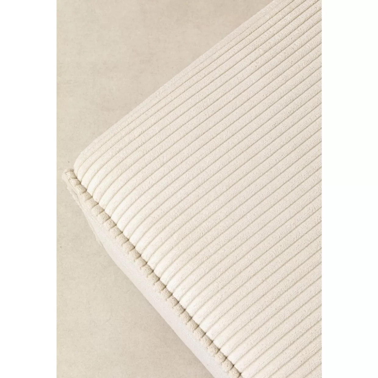 Divano Angolare con Pouf Infinity in Velluto Cord - Design KARE, Cremisi Sinistra 

(：，