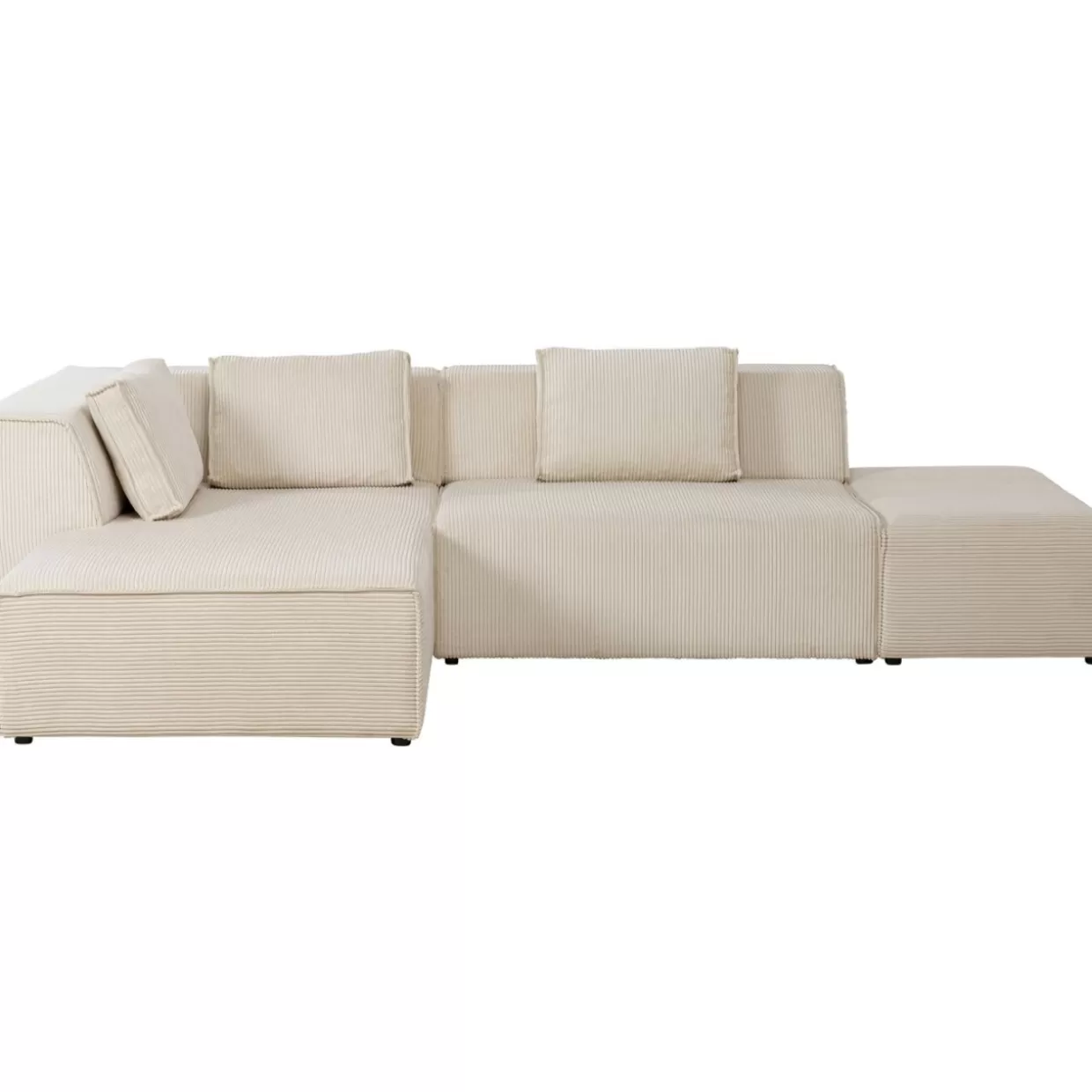 Divano Angolare con Pouf Infinity in Velluto Cord - Design KARE, Cremisi Sinistra 

(：，