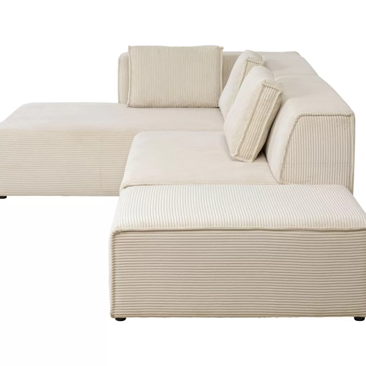 Divano Angolare con Pouf Infinity in Velluto Cord - Design KARE, Cremisi Sinistra 

(：，