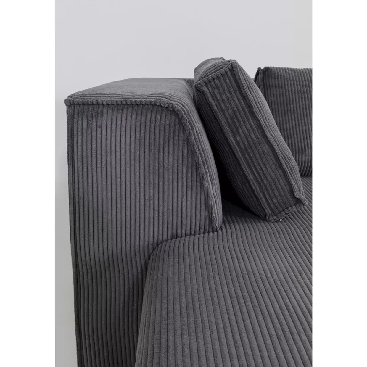 KARE Design Divani Angolari Eleganti | Sofà Infinity con Poggiapiedi Integrato Grigio Cord - Versione Sinistra