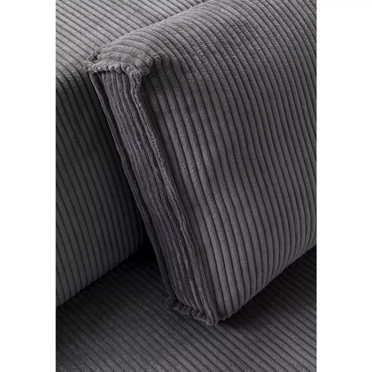 KARE Design Divani Angolari Eleganti | Sofà Infinity con Poggiapiedi Integrato Grigio Cord - Versione Sinistra