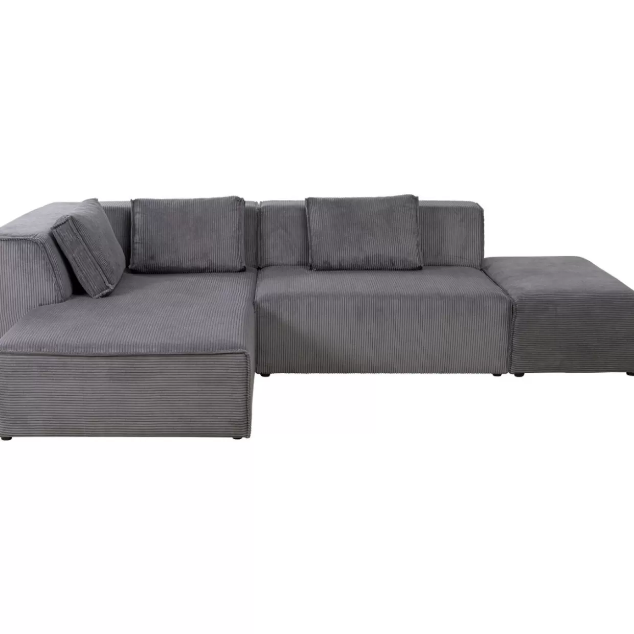 KARE Design Divani Angolari Eleganti | Sofà Infinity con Poggiapiedi Integrato Grigio Cord - Versione Sinistra