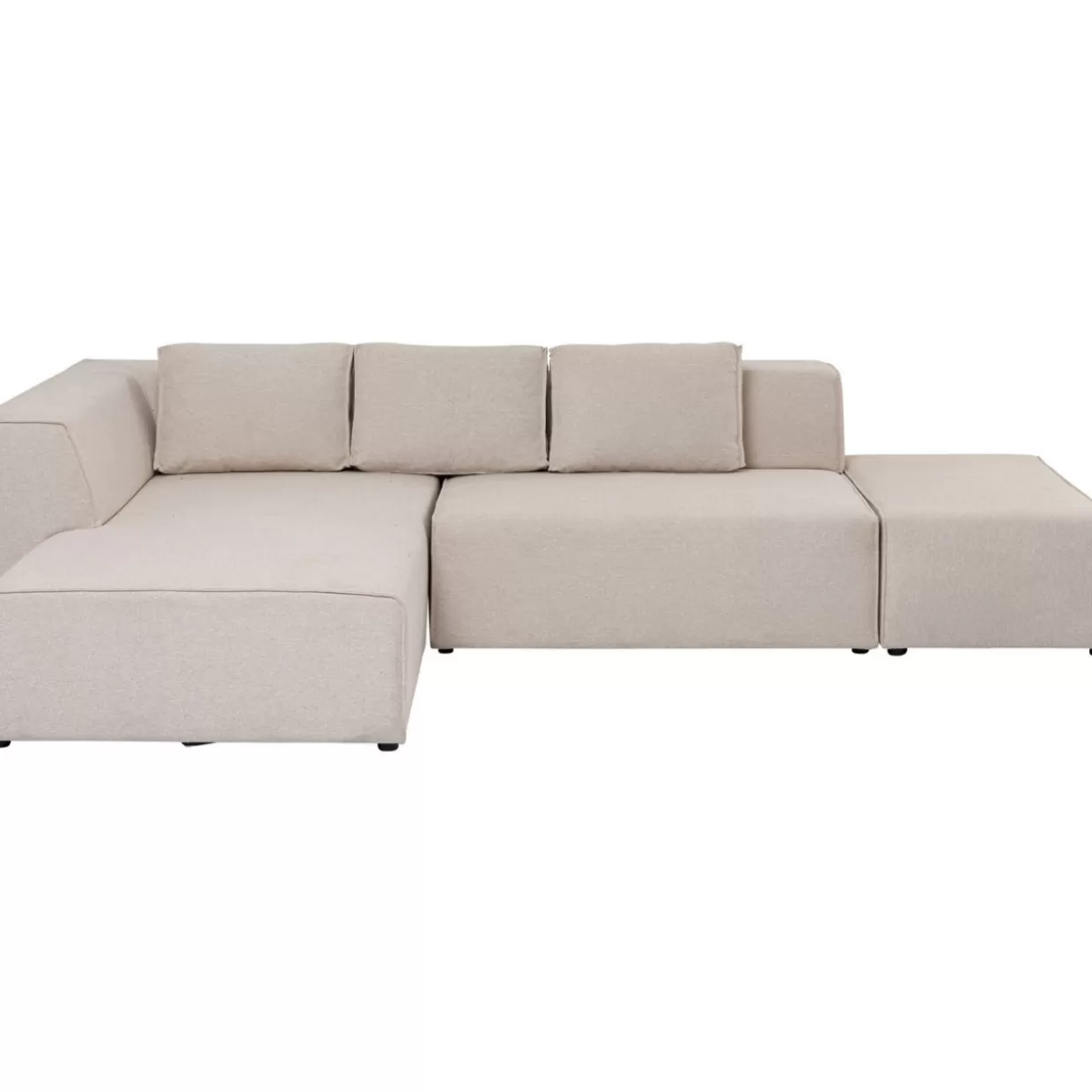 Divano angolare Infinity con poggiapiedi integrato in tessuto crema chiaro - Design moderno KARE