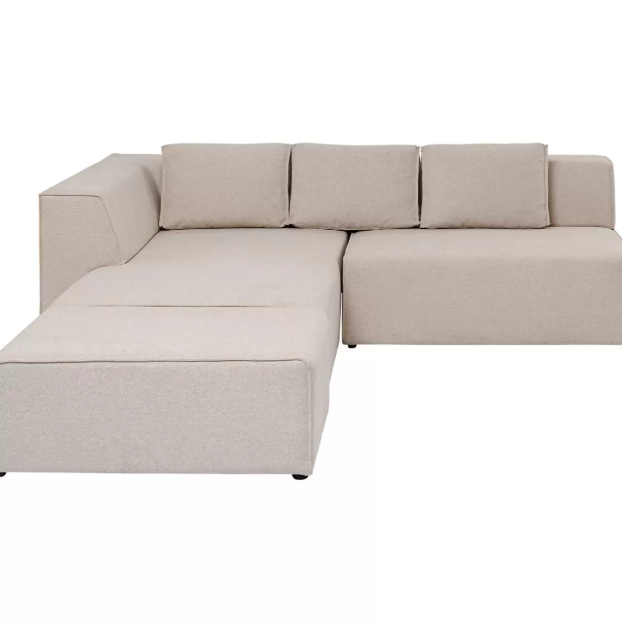 Divano angolare Infinity con poggiapiedi integrato in tessuto crema chiaro - Design moderno KARE