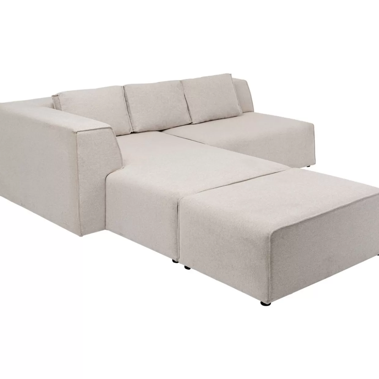 Divano angolare Infinity con poggiapiedi integrato in tessuto crema chiaro - Design moderno KARE