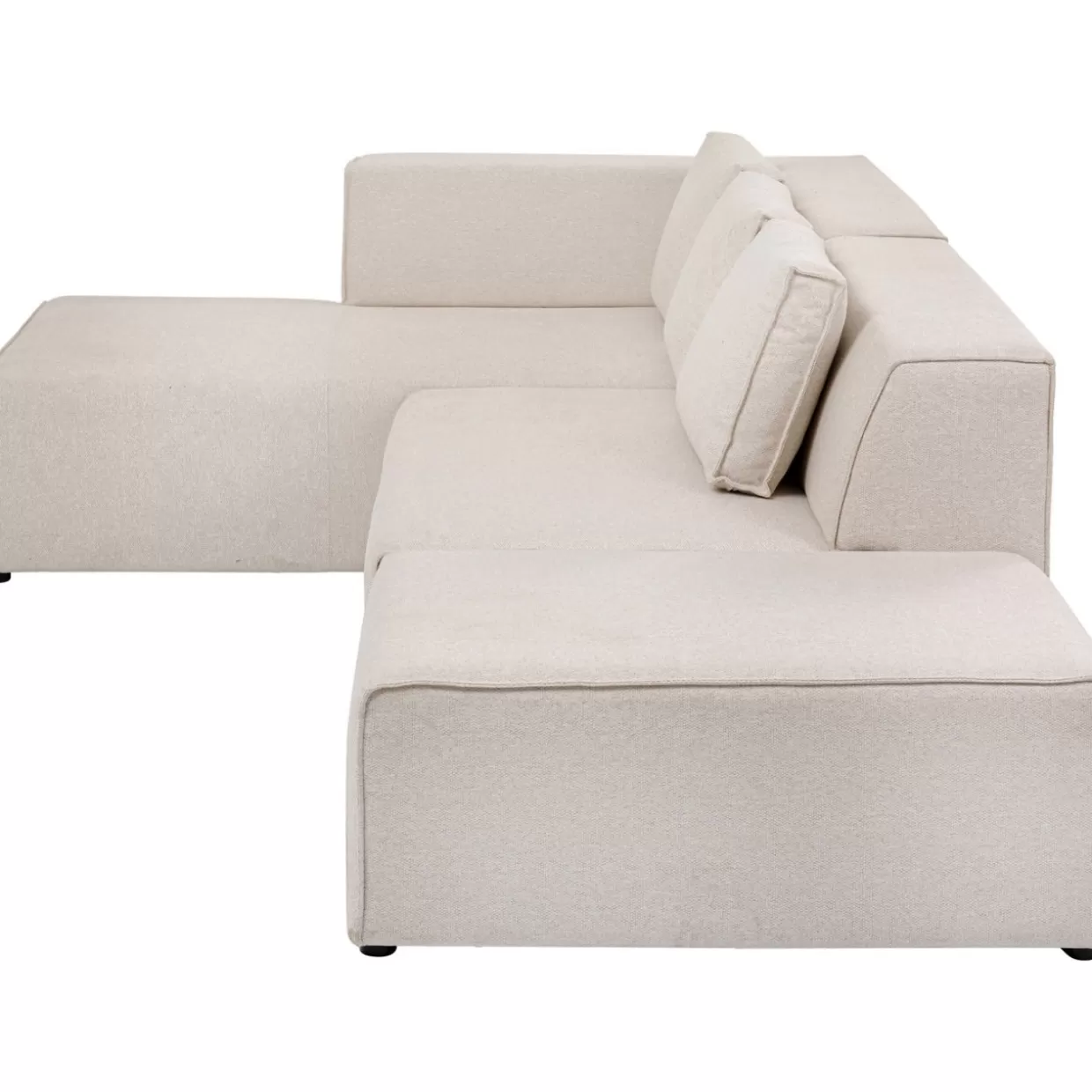 Divano angolare Infinity con poggiapiedi integrato in tessuto crema chiaro - Design moderno KARE