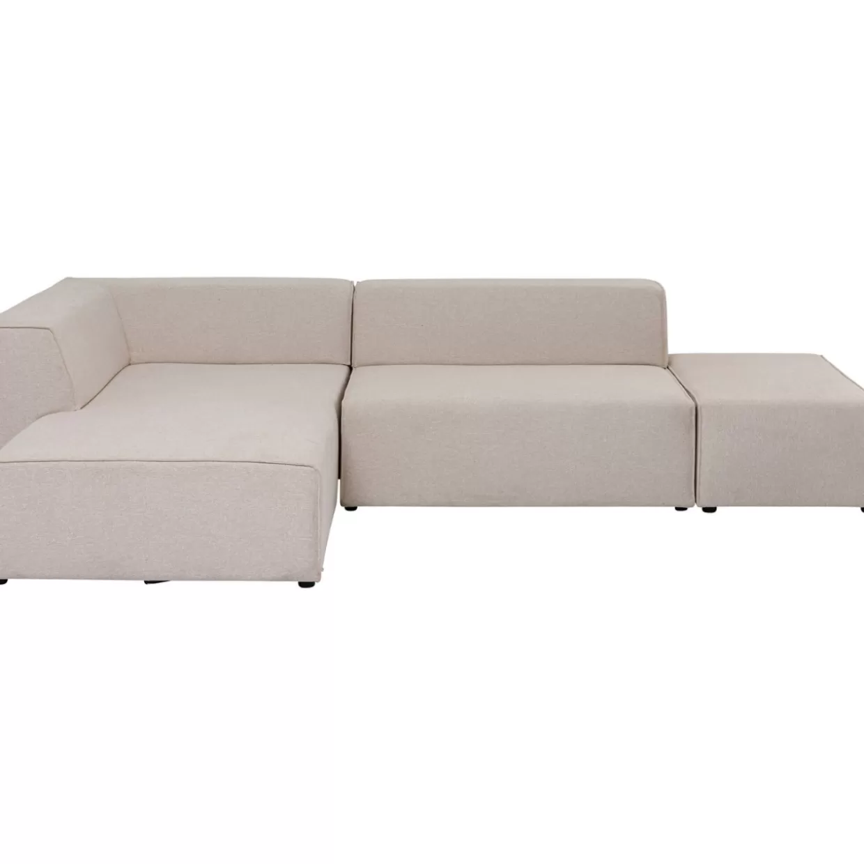 Divano angolare Infinity con poggiapiedi integrato in tessuto crema chiaro - Design moderno KARE
