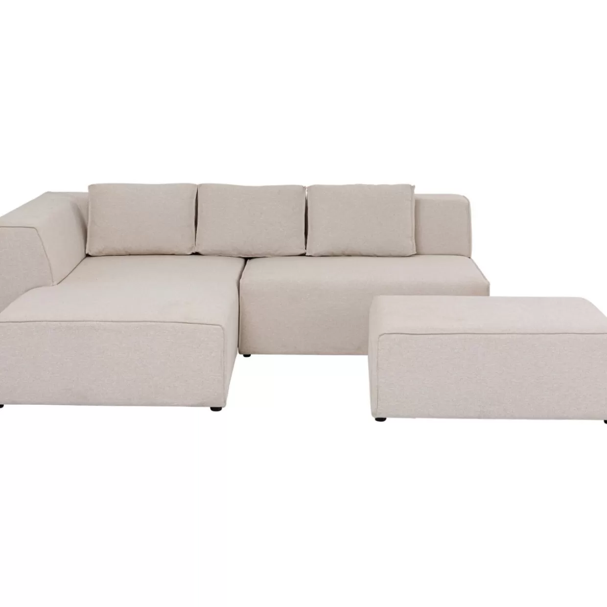 Divano angolare Infinity con poggiapiedi integrato in tessuto crema chiaro - Design moderno KARE