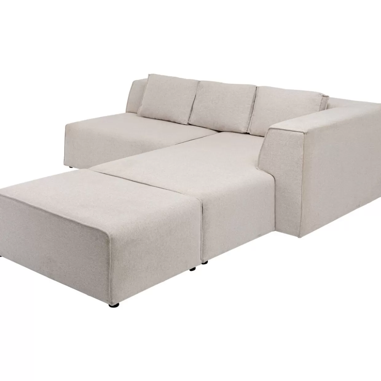 Divano Angolare Infinity con Pouf Modulare Crema KARE - Configurazione Destra, Design Moderno per Soggiorno Elegante