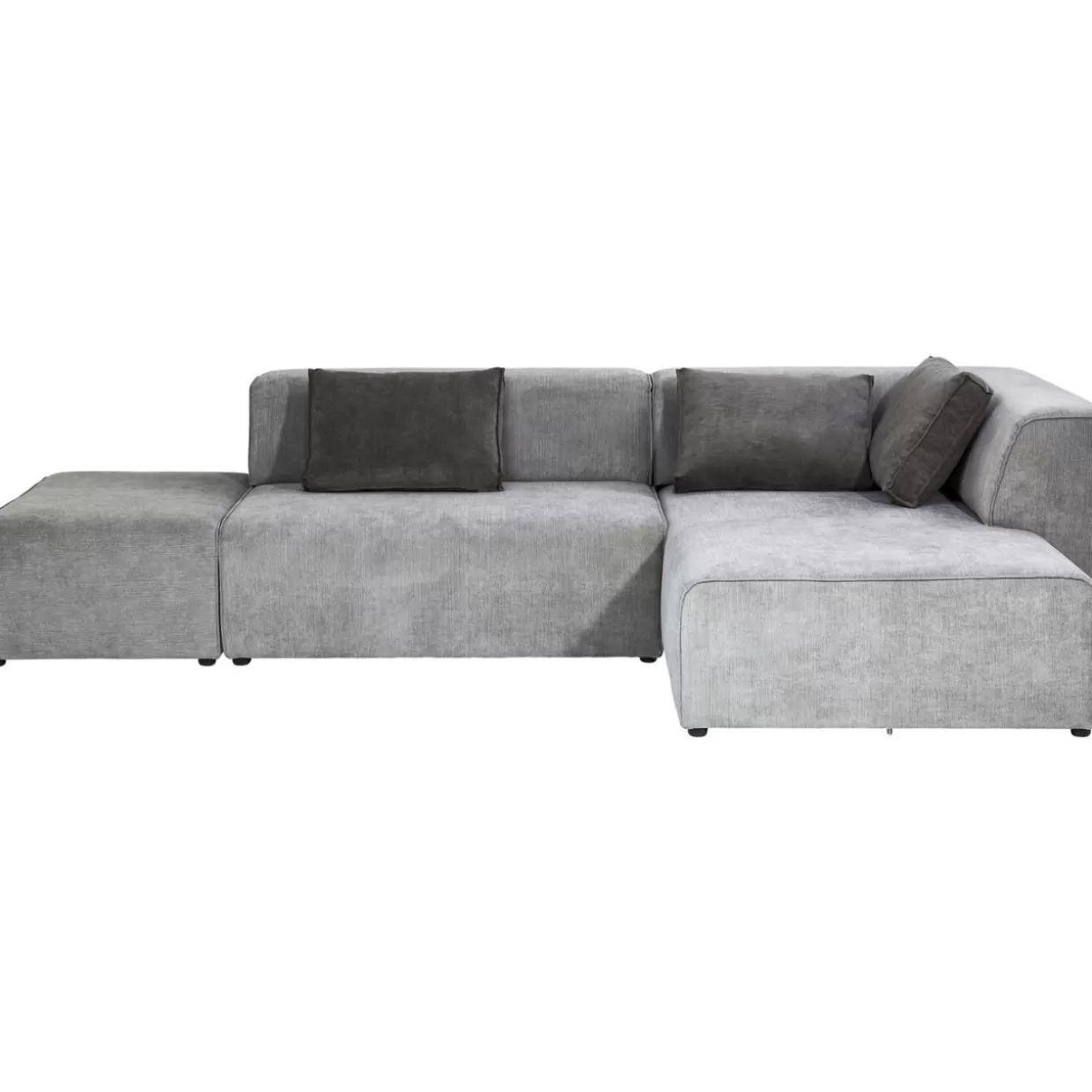 Divano Design Moderno con Pouf Infinity | Angolare Destro in Tessuto Grigio, KARE Collection