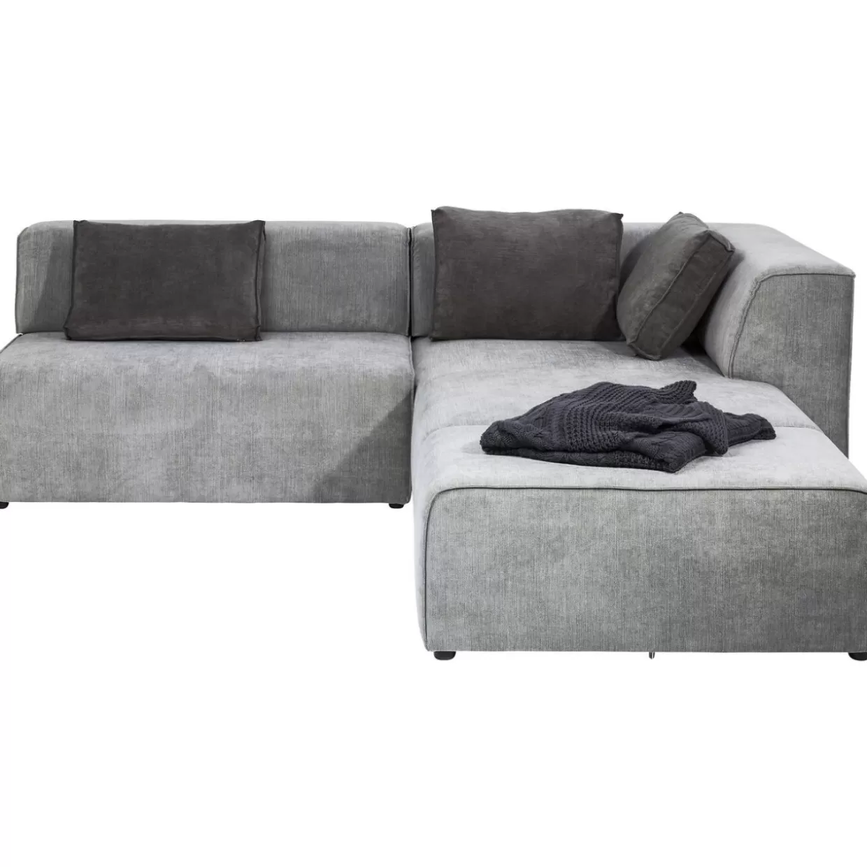 Divano Design Moderno con Pouf Infinity | Angolare Destro in Tessuto Grigio, KARE Collection