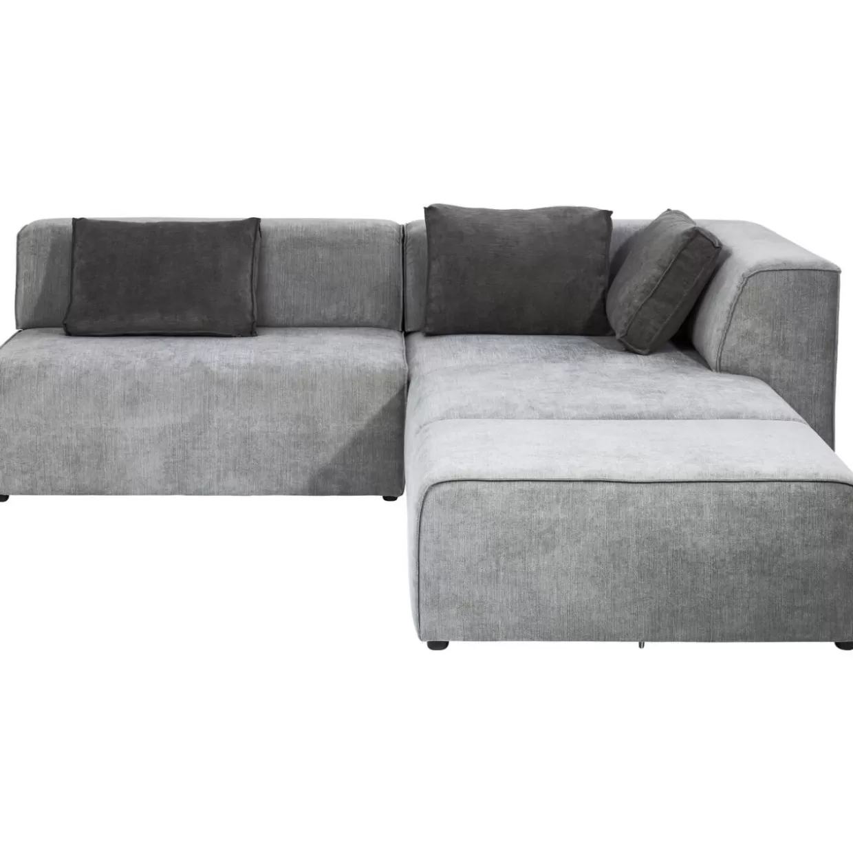Divano Design Moderno con Pouf Infinity | Angolare Destro in Tessuto Grigio, KARE Collection