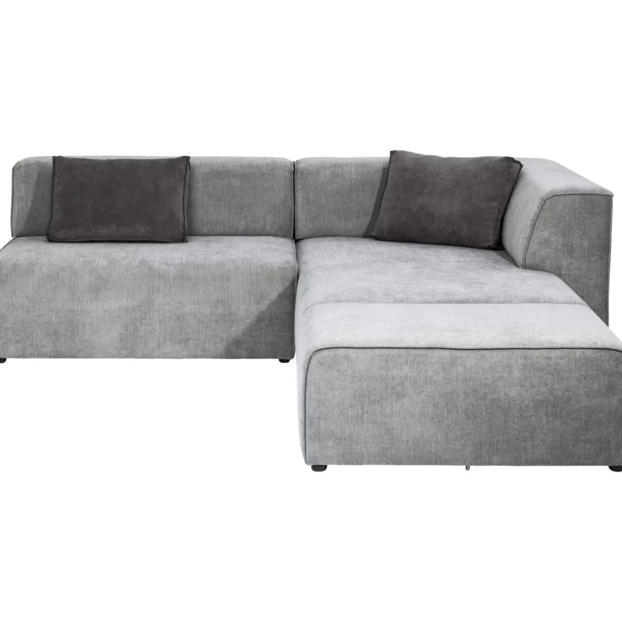 Divano Design Moderno con Pouf Infinity | Angolare Destro in Tessuto Grigio, KARE Collection