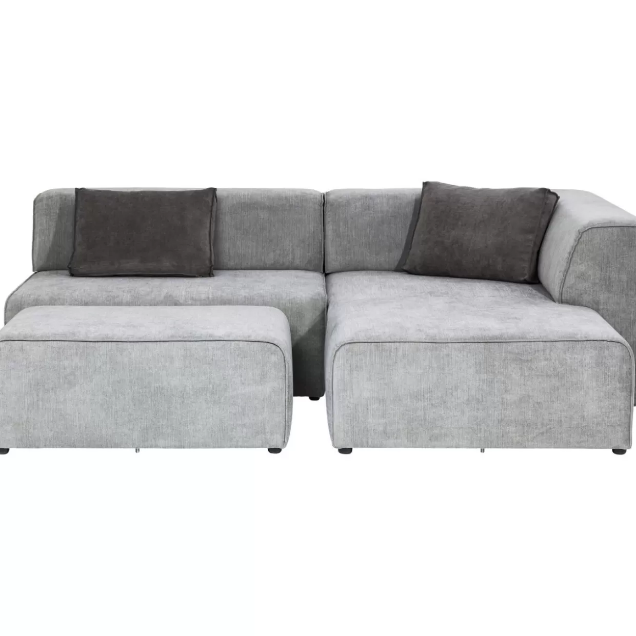 Divano Design Moderno con Pouf Infinity | Angolare Destro in Tessuto Grigio, KARE Collection