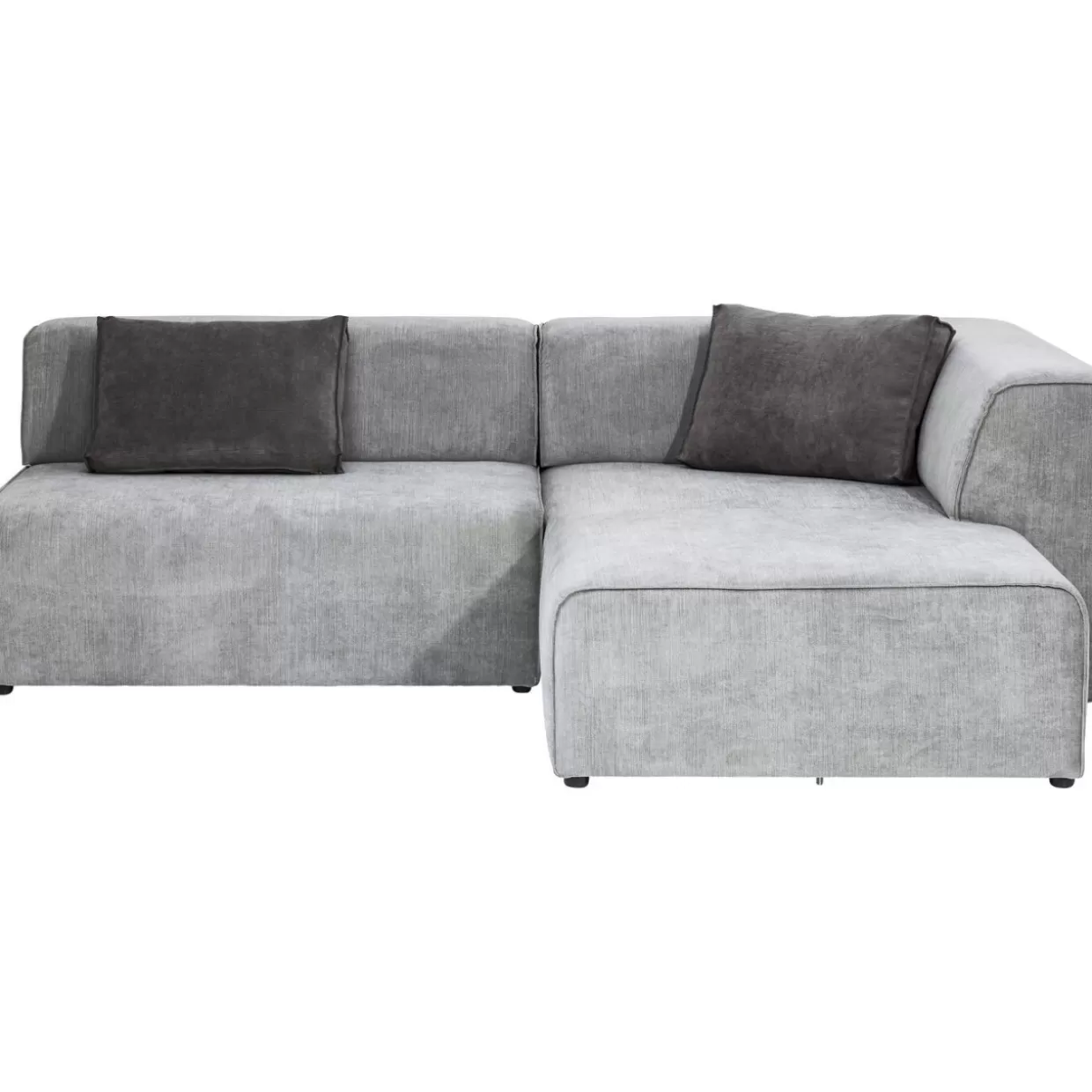 Divano Design Moderno con Pouf Infinity | Angolare Destro in Tessuto Grigio, KARE Collection