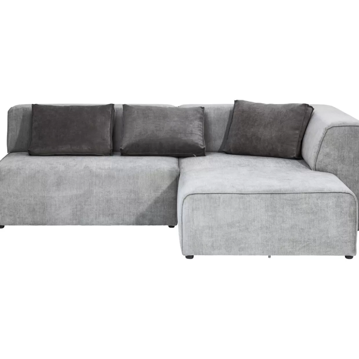 Divano Design Moderno con Pouf Infinity | Angolare Destro in Tessuto Grigio, KARE Collection