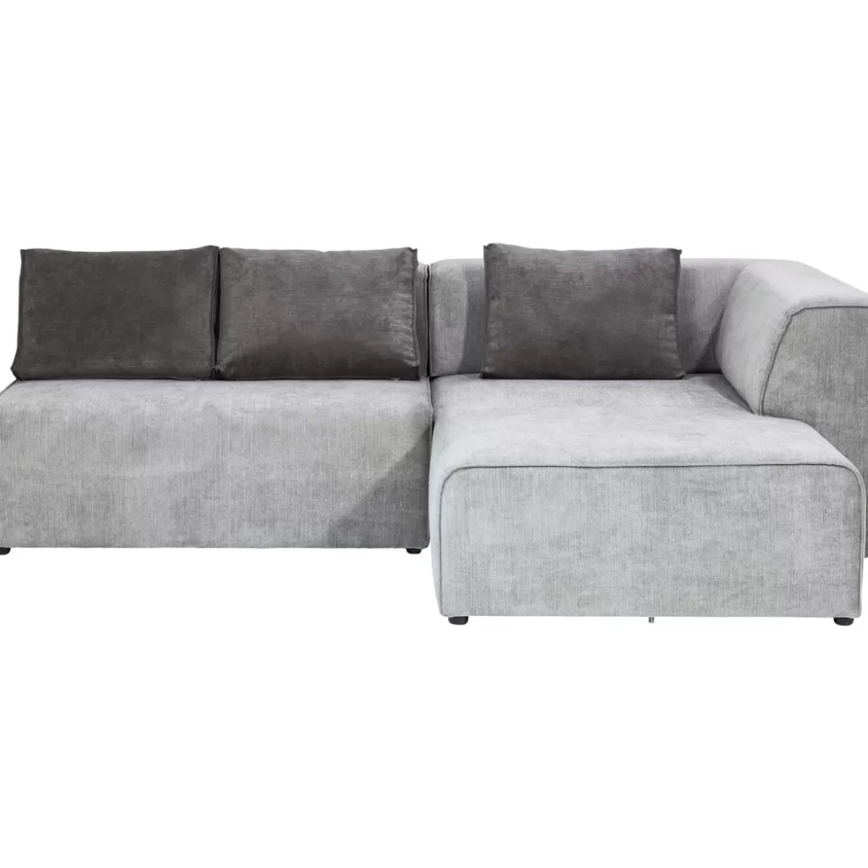 Divano Design Moderno con Pouf Infinity | Angolare Destro in Tessuto Grigio, KARE Collection