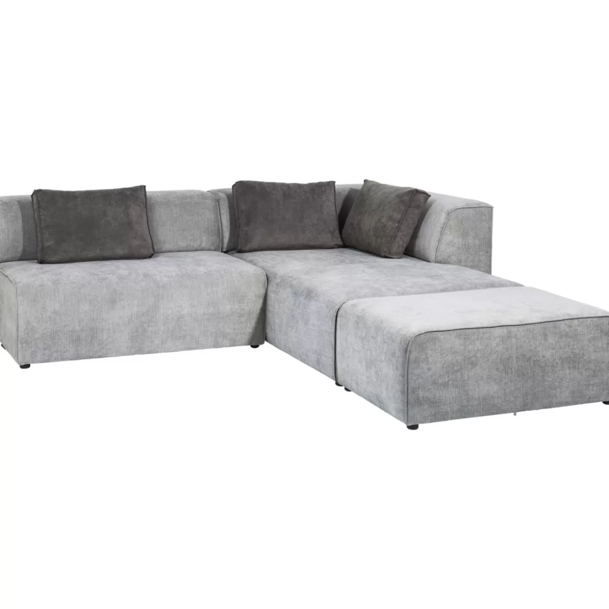 Divano Design Moderno con Pouf Infinity | Angolare Destro in Tessuto Grigio, KARE Collection