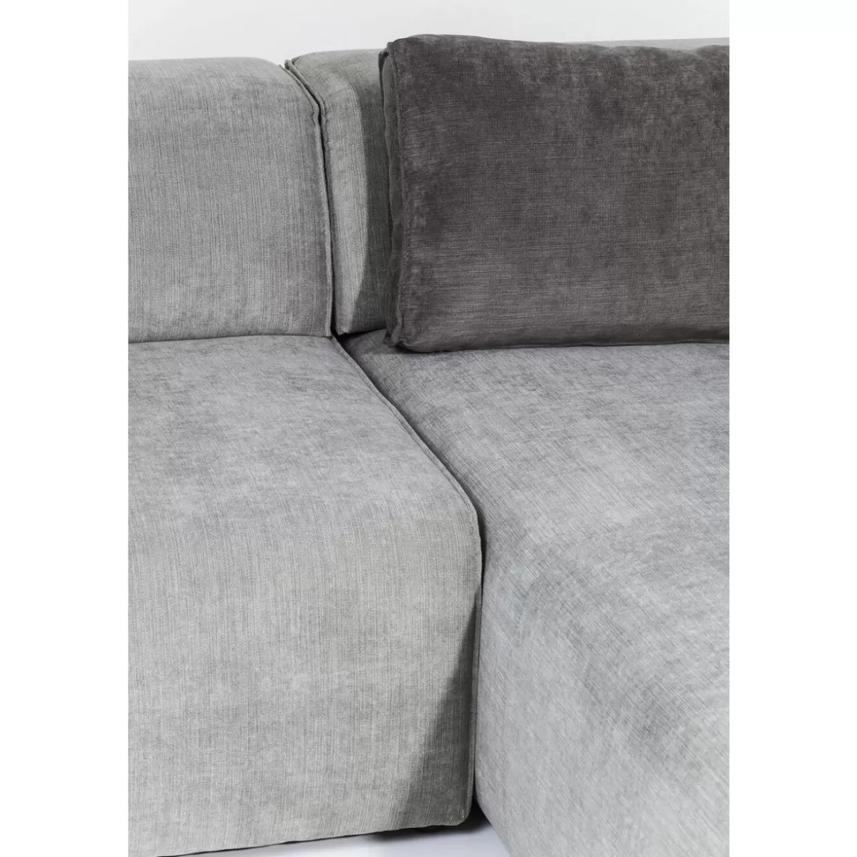 Divano Design Moderno con Pouf Infinity | Angolare Destro in Tessuto Grigio, KARE Collection