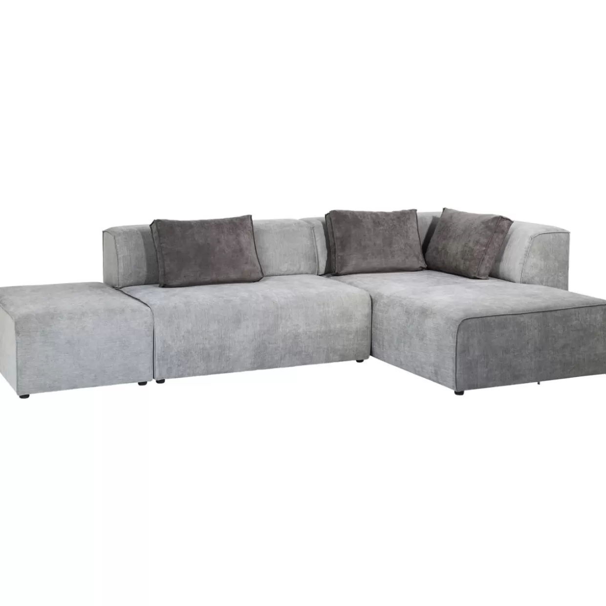 Divano Design Moderno con Pouf Infinity | Angolare Destro in Tessuto Grigio, KARE Collection
