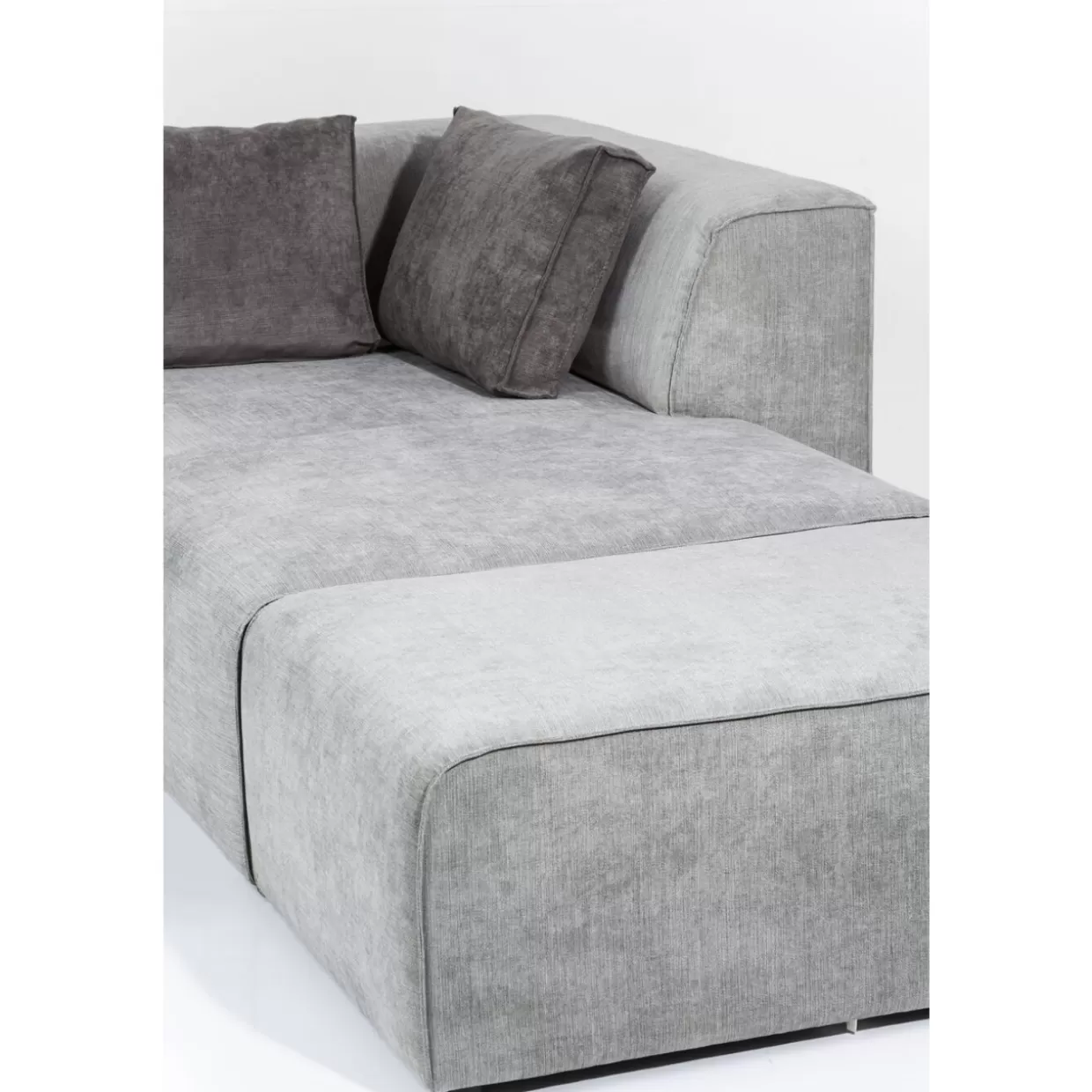 Divano Design Moderno con Pouf Infinity | Angolare Destro in Tessuto Grigio, KARE Collection