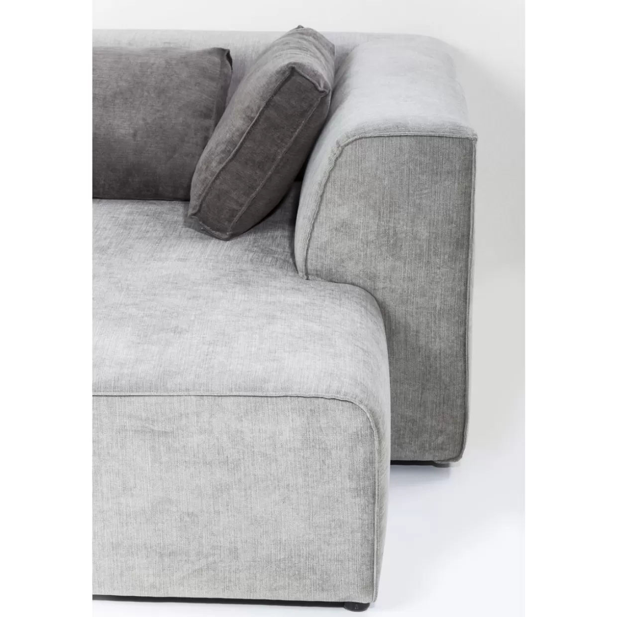 Divano Design Moderno con Pouf Infinity | Angolare Destro in Tessuto Grigio, KARE Collection