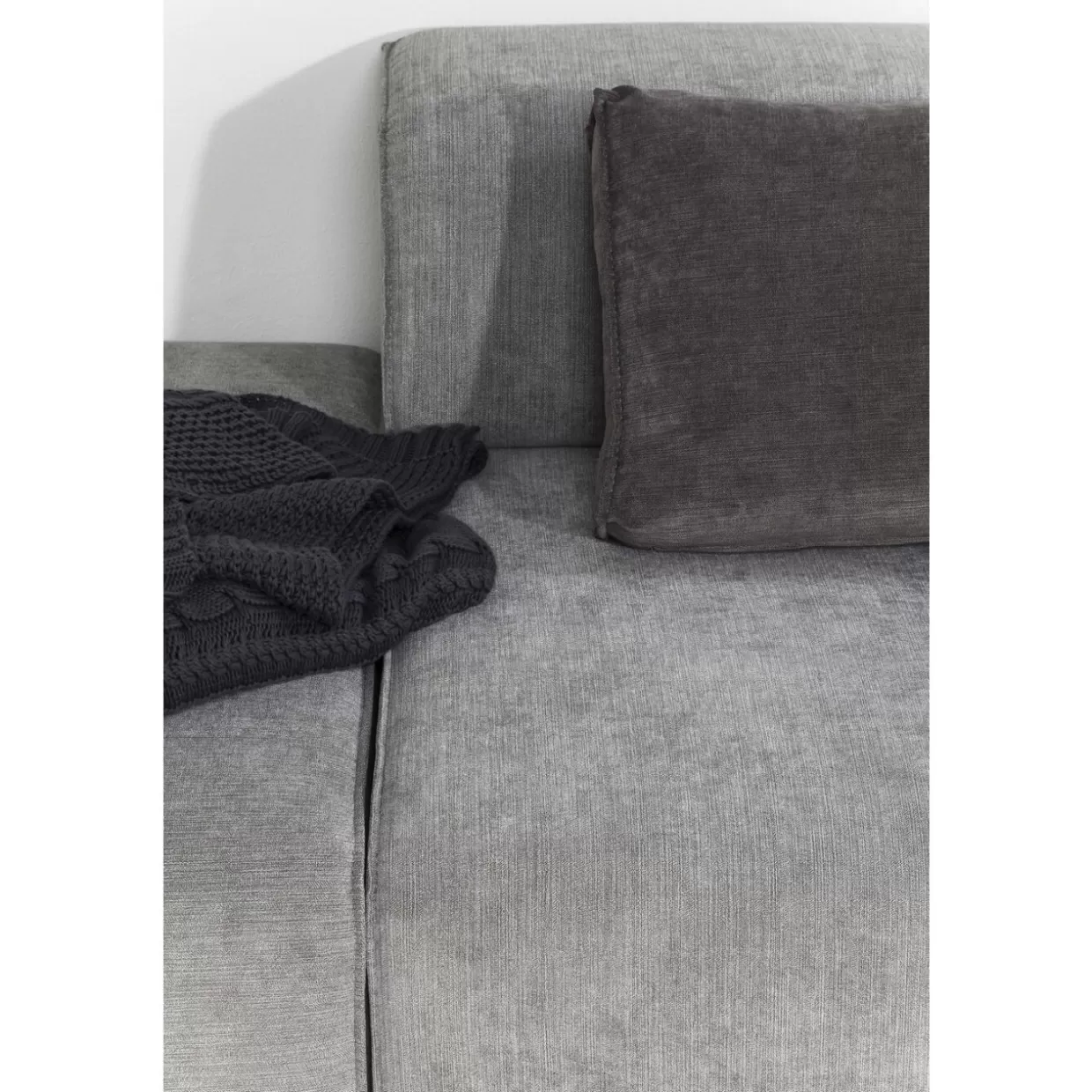 Divano Design Moderno con Pouf Infinity | Angolare Destro in Tessuto Grigio, KARE Collection