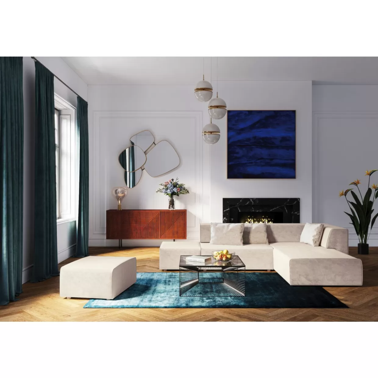 Divano Angolare Infinity Vegas in Tessuto Crema - Design Moderno by KARE