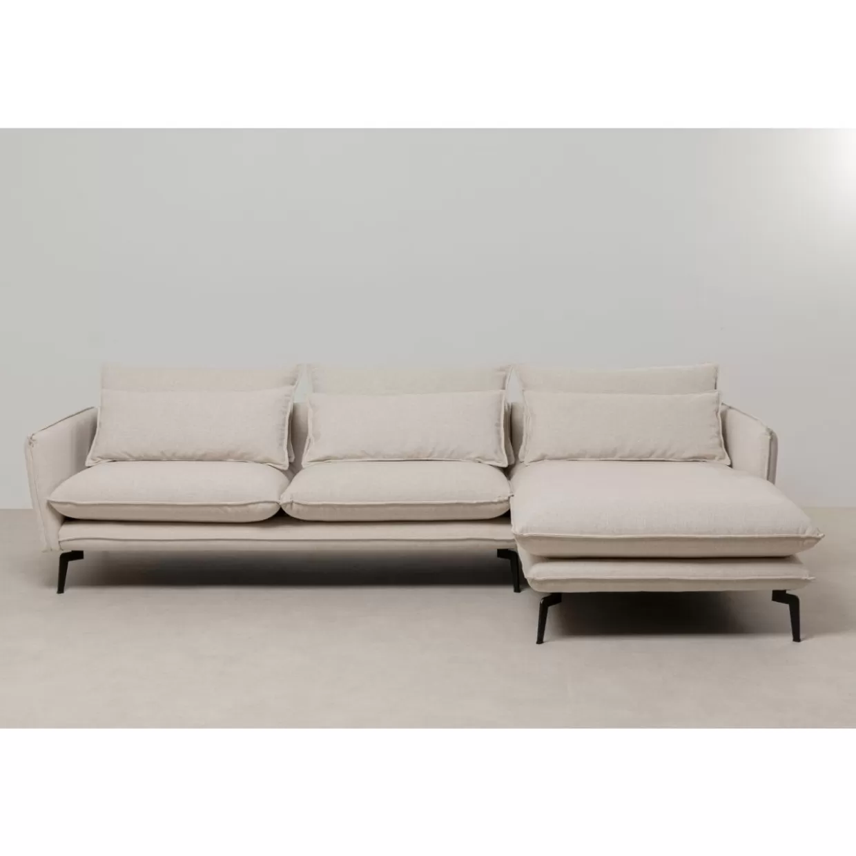 Divano Angolare Monza Design Moderno - KARE Collection in Tessuto Cremoso, Configurazione Lato Destro (Lunghezza 296 cm)