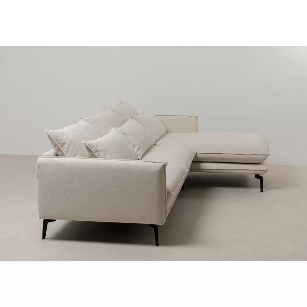 Divano Angolare Monza Design Moderno - KARE Collection in Tessuto Cremoso, Configurazione Lato Destro (Lunghezza 296 cm)