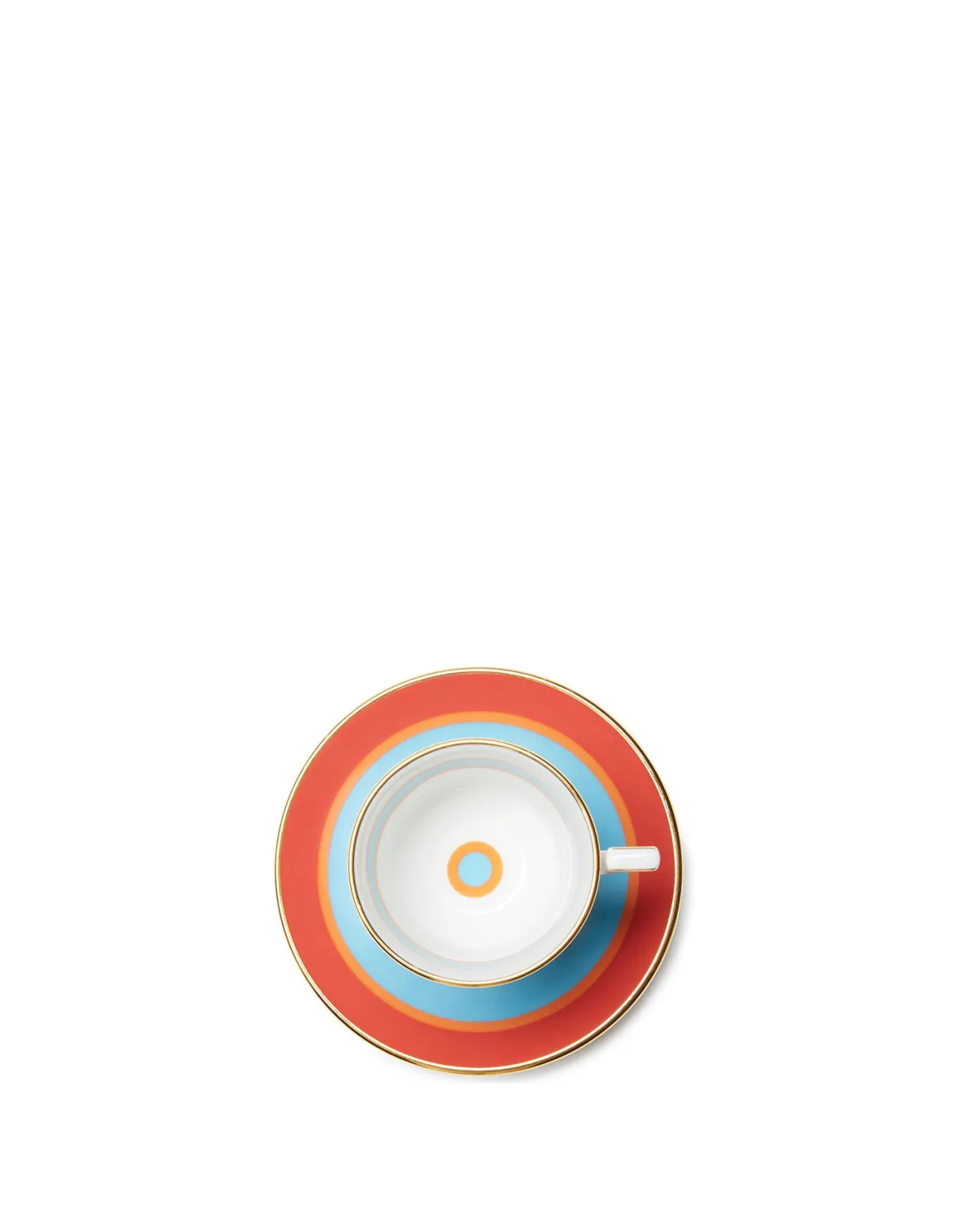 Coppia Elegante di Tazzine Espresso con Piattini - Design Arcobaleno Azzurro in Pregiata Porcellana DoubleJ