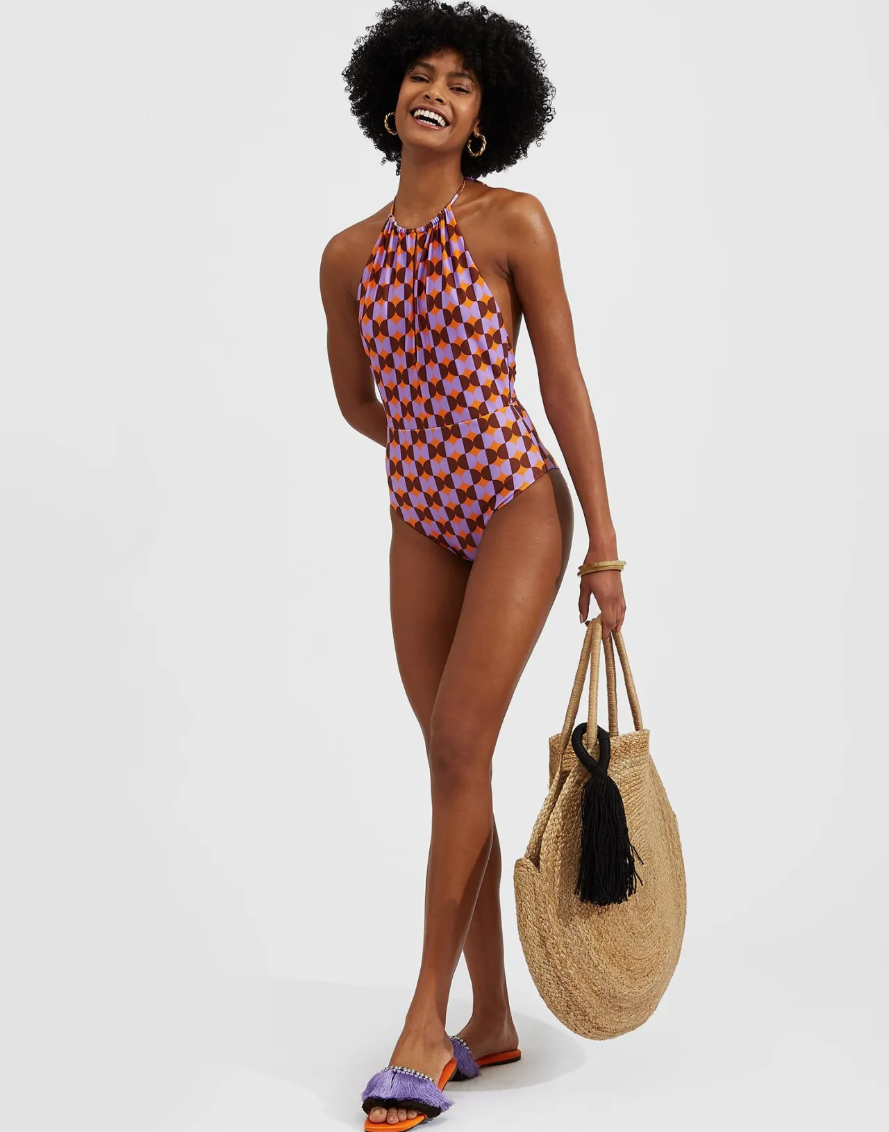 Costume da Bagno Esther La DoubleJ - Arancione Mezzaluna in Licra con Prezzo Speciale