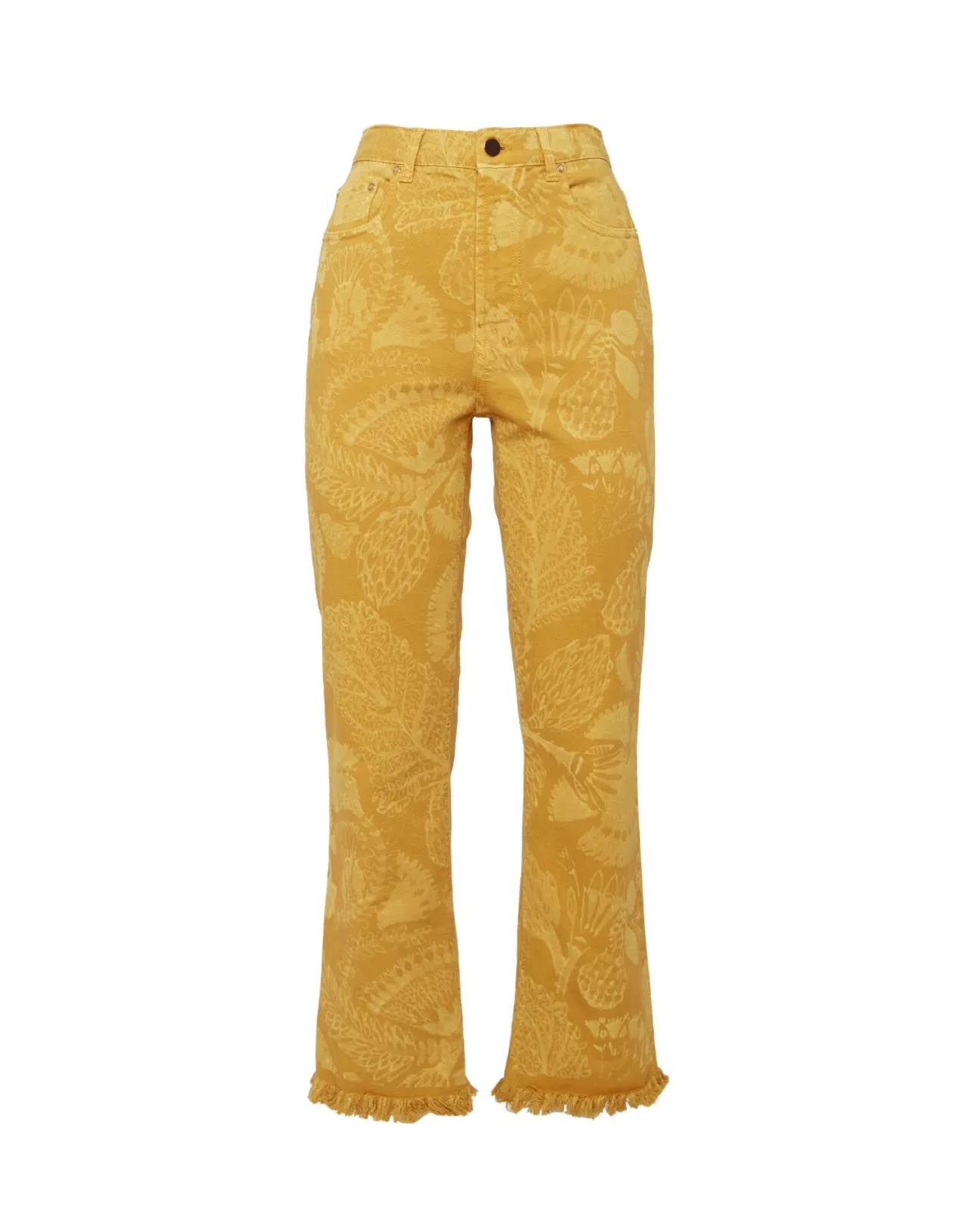 Jeans Corti alla Caviglia La DoubleJ - Denim Fantasia Laser in Giallo Sicomoro con Frange Artigianali

(：，、、，，。)