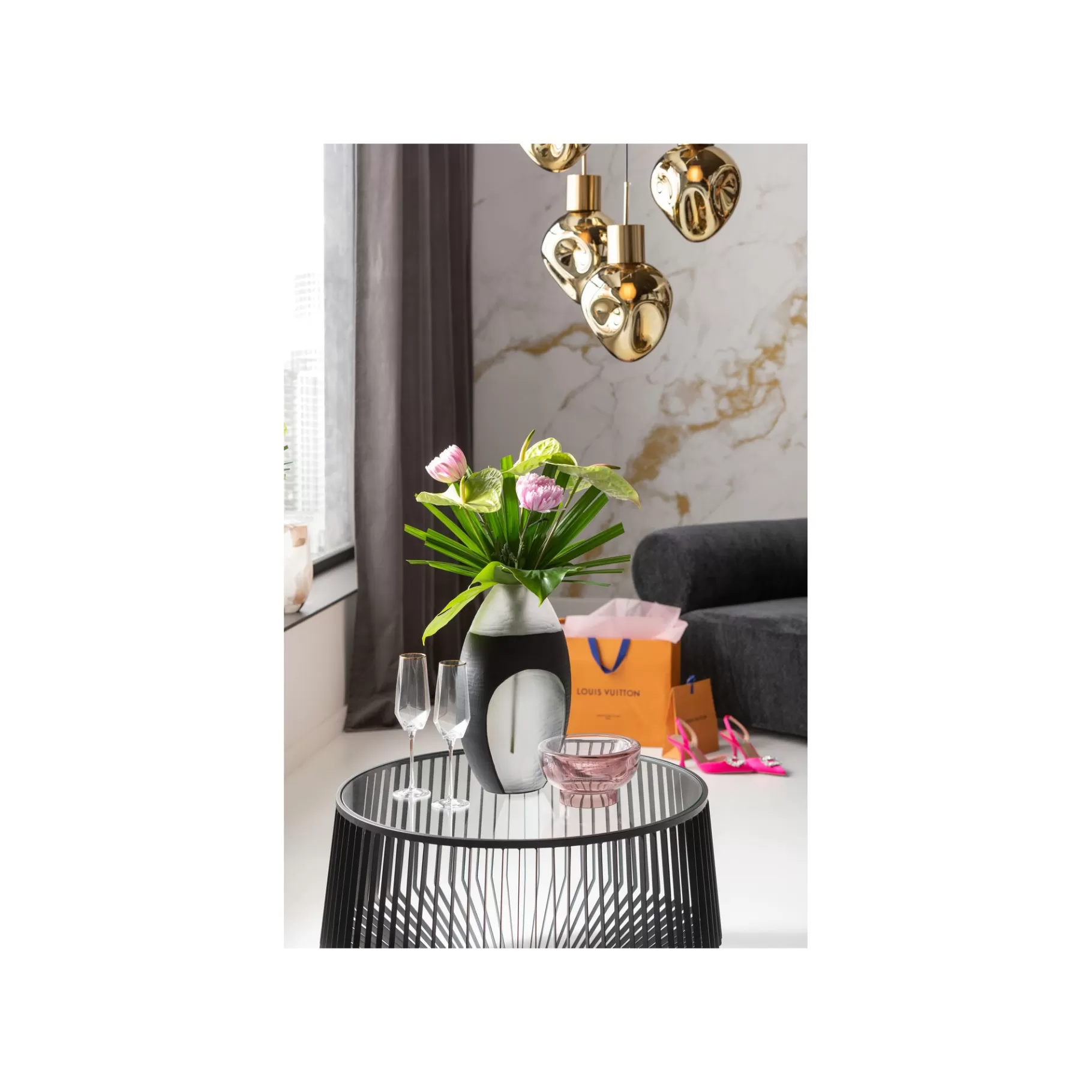 Hot Flûtes à Champagne Diamond Doré Set De 4   Vaisselle