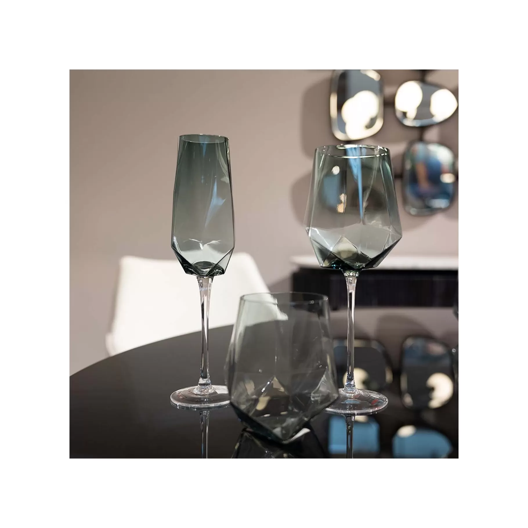 Flash Sale Flûtes à Champagne Diamond Fumé Set De 4   Vaisselle